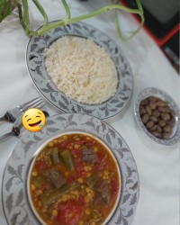 خورشت بامیه متفاوت با گوجه ورقه شده