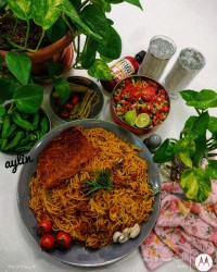 ماکارونی گوشت و سبزیجات