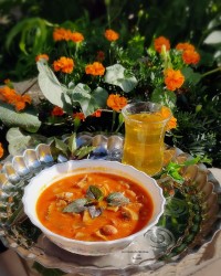 خوراک لوبیا با قارچ