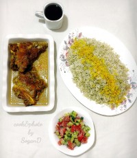 چلوگوشت زعفرانی رستورانی