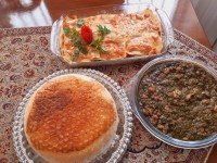 لازانیا مرغ و قارچ با قرمه سبزی