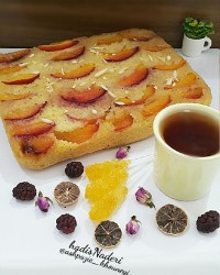 کیک_آپساید_داون_شلیل کیک_شلیل_برگردان