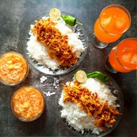 پلو مرغ مخلوط با زرشک