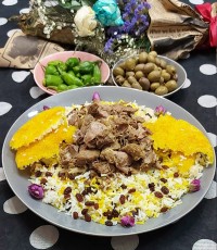 کشمش پلو با گوشت گوسفندی ،جاتون سبز