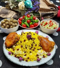 مرغ با برنج دمی