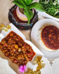 خوراک بادمجان با گوشت چرخ