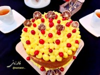 سالگرد ازدواجمان مبارک کیک اسفنجی با سس زعفران