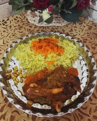 چلو گوشت زعفرانی و شوید پلو