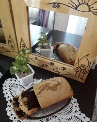 کیک دو رنگ نسکافه ای شکلاتی