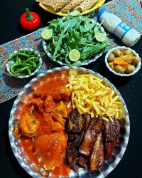 خوراک مرغ و بادمجان