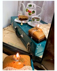 کیک دو رنگ نسکافه ای شکلاتی