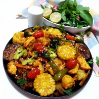 خوراک مرغ و سبزیجات تنوری با دستور لیلی جان❤