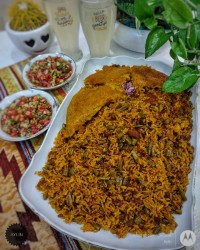 لوبیا پلو زعفرانی