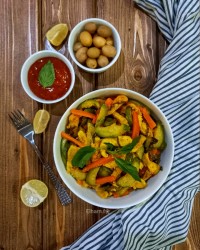 خوراک مرغ و سبزیجات