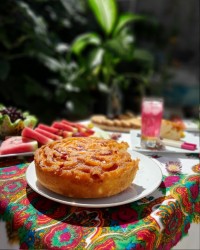 کیک برگردان شلیل عصرانه تابستونی