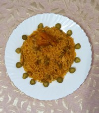 لوبیا پلو با مرغ