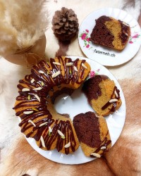 کیک دو رنگ نسکافه ای شکلاتی