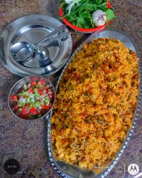 لوبیا پلو زعفرانی مامان پز