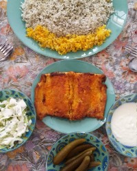 سبزی پلو وماهی قزل