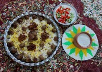 عدس پلو با گوشت قلقلی