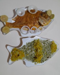 شوید پلو و ماهی سرخ شده (جنوبی)..