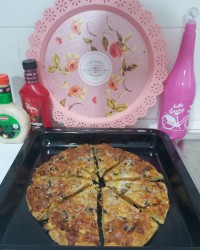 پیتزا مرغ و قارچ (کاری)