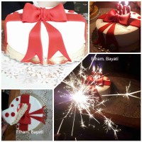 کیک با روکش خامه و فوندانت