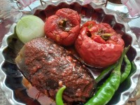 دلمه بادمجان و فلفل دلمه