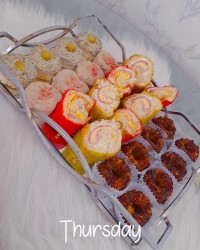 راتا مرغ و شوید راتای مرغ و ژامبون و رول سوخاری کوکو لوبیا سبز