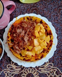 پلو با گوشت ریش ریش?