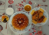 رشته پلو و مرغ زعفرانی لایک و فالو یادت نره دوست گلم