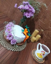 (ڪیڪ هویج و گـردو) هویجا خمیرفوندانته