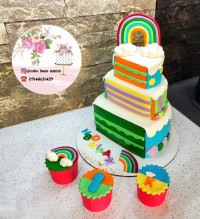 کیک تم رنگین کمان سفارش مشتری جان