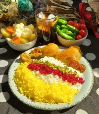 زرشک پلو با مرغ آلو