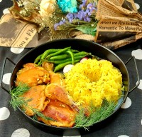 زیره پلو با مرغ زیر برنجی