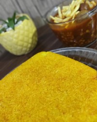 خورش قیمه با ته دیگ زعفرونی