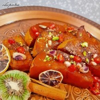 کدو حلوایی برشته با انار و پسته