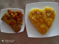 پلو زعفــرانـی بـا ماهی سفیـد و میـگـو سوخاری