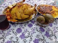 مرغ شکم پر ته چین ترشی انبه بندری