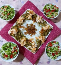 ماش پلو با مرغ