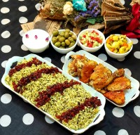 سبزی پلو با مرغ زیر برنجی