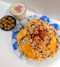 گردو پلو با مرغ