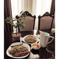 باقالی پلو با ماهی شیر نیزه ای
