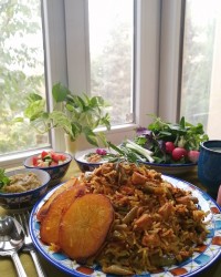 لوبیا پلو در هوایی پر از مه