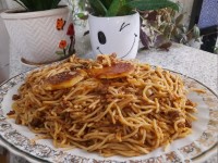 ماکارانی با قارچ و گوشت