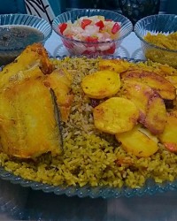 سبزی پلو بندری با ماهی حلوا