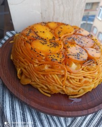 ماکارونـی با سـس گوشت قلقلی و ته دیگ سیب زمینــــی