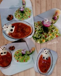 پلو قیمه سالاد