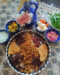 عدس پلو با گوشت چرخی،???