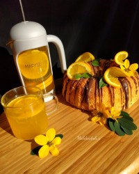 کیک سحرآمیز پرتقالی و دمنوش پرتقال